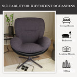 360&deg Swivel Office Chair, Modern Chenille Chair with Faux Leather and Black Metal Base Frame, No N817P205024H