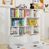 ZUN Toy Storage Organizer with 2 Movable Drawers, Multi-Functional 7 Shelf Kids Bookcase with 2 Hooks, W282P196031