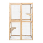 ZUN Wooden Cat Catio, Outdoor Cat Enclosure, Cat House with Platforms, Sunshine Board, Hammock, Door, W2181P191345