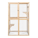 ZUN Wooden Cat Catio, Outdoor Cat Enclosure, Cat House with Platforms, Sunshine Board, Hammock, Door, W2181P191345