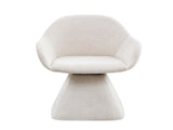 180&deg Swivel Dining Accent Chair, Barrel Upholstered Armchair with Solid Wood Base, Modern Beige W2664P462025