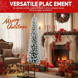 5FT Christmas w/ 100 Warm White LED Lights Flocked Pencil Artificial Plant 263 Tips Slim PVC 15872664