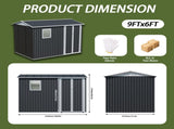 9x6 FT Metal Garden Shed with 1 Windows for Outdoors Patio Hinge Doors Storage Sheds 51599934