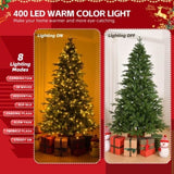 ZUN 7 FT Pre-lit Artificial Christmas Tree, Holiday Xmas Tree with 400 Warm White Lights, 950 Branch 23366057