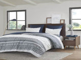 3 Piece Cotton Comforter Set with Chenille Tufting Navy Full/Queen B035128802