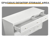 Left 3 Large Drawers Right 3 Small Drawers MDF Painted Drawer Cabinet 42.52*15.75*32.28in White 17224195