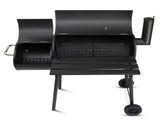 Barrel Charcoal Grill with Offset Smoker, All Metal Smoker with Side Table and Wheels for 04093405