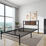 Twin Size Bed Frames with Wood Headboard and Footboard,Strong Metal Slats Support for Twin Bed W3286P308613