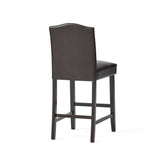 Set of 2, 26.25" Upholstered Counter Height Barstools with Nailhead Trim, Brown and Walnut, PU 62369.00PU