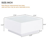 ON-TREND Square High Glossy Coffee Table with 16-color LED Strip Lights, Modern Center Table with N721P191980K