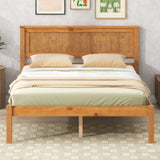 Platform Bed Frame with Headboard, Wood Slat Support, No Box Spring Needed, Full, Oak WF212812AAN