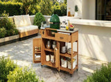 55.4" Outdoor Solid Wood Kitchen Cart, Stainless Top Grill Cart, Kitchen Island with Spice N717P507999A