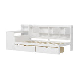 Wooden L-Shape Daybed with Seven Storage Cabinets and Two Storage Drawers, Multi-functional Bed with 96529688