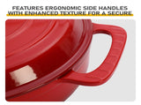 Cast iron 7.5QT cooking pot - Gradient red color - Includes two silicone gloves - Enamel pot 48995133