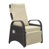 ZUN Outdoor Recliner Chair,PE Wicker Adjustable Reclining Lounge Chair and Removable Soft Cushion, with W1889137603