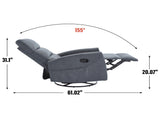 Manual Recliner Chair with Rocker and Swivel in Fabric for Living Room, Grey 73990766