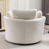 Oversize Round Swivel Chair Cozy Club 360 degrees Swivel Sofa with 3 Pillows Fabric for Living Room W2231P143513