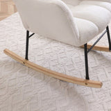 Rocking Chair Teddy Upholstered Glider Rocker Rocking Accent Chair Padded Seat with High Backrest W1117P220385