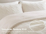 2 Pieces Twin Cable Knit Chenille Comforter Set,Ivory B035P381299