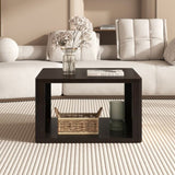Square Coffee for Living Room in Dark Brown Farmhouse Coffee with Storage,2-Tier Center N735P242918D