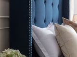 Peyton Upholstered King Bed / 54" High Headboard / Traditional Hand Buttoned Tufting / Nailhead Trim B083P152029