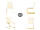 Modern Light Yellow PU dining chair Living room chair Upholstered chair, gold metal chair leg W210P179895