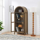 A high arched storage cabinet with a lamp, a modern retro-style wooden storage cabinet with 22213549