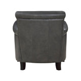 Classic Traditional Gray Accent Chair 1pc Solid Wood Frame Top-Grain Leather Nailhead Trim Living B011P178523