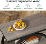 Industrial Narrow End Table with 3 Shelves - 23.6" Space-Saving Side Table, Grey Wood & Black Metal B082P356340