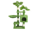 48in Plush Cat Tree with Leaves, Multi-level Cat Tower with Cat Condo, Cozy Hammock, Sisal 44394906