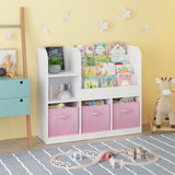 Kids Bookcase and Bookshelf, Multifunctional Bookcase with 3 Collapsible Fabric Drawers, Bookcase W808P242198