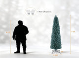 7FT Slim Pencil Artificial Christmas Tree, Frosted Gray-Green & Silver Needles, Flame Retardant PVC, 73778755