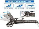 193*64.5*93cm Backrest Adjustable Courtyard Cast Aluminum Lying Bed Bronze 01637540