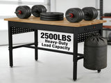 48/60/70 Inch Adjustable Workbench with Power Outlet Heavy Duty 2500 LBS Load Capacity Hardwood Work W5072P469291