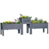 ZUN Wooden Planter、Flower shelf,Wood Planter Box-Gray 77839452