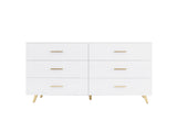 High Glossy Surface 6 Drawers Chest of Drawer with Golden Handle and Golden Steel Legs White Color W2139134915