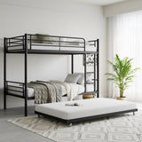Twin Bunk Bed with Trundle Metal Bunkbeds with Ladder and Full-Length Guardrail, Noise Free, No Box W840P196829