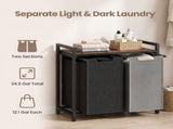 2-Compartment Laundry Hamper with Removable Bags & Storage Shelf, Rustic Brown/Charcoal Grey 47351774