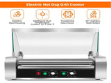 Stainless Steel Hot Dog Maker - 7 Rows, Toughened Glass Hood & 17.7"x9.8" Grill Surface 41605425