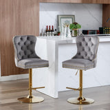Furniture,Thick lden Swivel Velvet Barstools Adjusatble Seat Height from 25-33 Inch, Modern 86040827