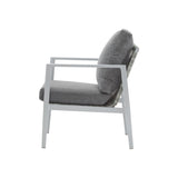 Silver Aluminum Lounge Chair with Sleek Rope Accents and Comfortable Cushions, Perfect for Modern N767P237034W