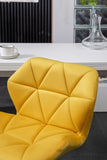 Breni Velvet Diamond Tufted Swivel Adjustable Height Barstool, Set of 2, Yellow T2574P164873