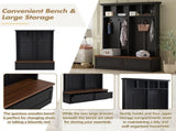 Farmhouse 4-in-1 Hall Tree with Wood Grain Bench, Mudroom Versatile Coat Rack with 2 Large Drawer, 59466050