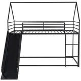 Twin over Twin House Bunk Bed with Ladder and Slide,Black WF283081AAB