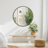 32 Inch Black Metal Framed Round Bathrrom Mirror for Wall. W2203P303255