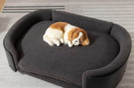 ZUN Scandinavian style Elevated Dog Bed Pet Sofa With Solid Wood legs and Black Bent Wood Back, Cashmere W794125945