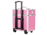 4 Tier Lockable Cosmetic Makeup Train Case with Extendable Trays Pink 73147203