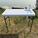 ZUN Outdoor Fish and Game Cutting Cleaning Table w/Sink and Faucet 16689897