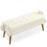 Modern living room bench, made of looped yarn fabric, with soft cushion, irregular geometric W487P183022