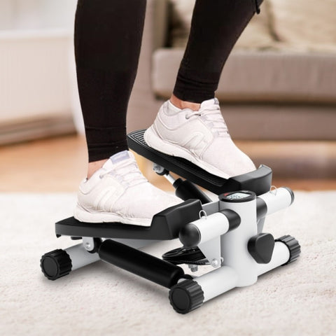 ZUN Mini Fitness Stepper, Hydraulic Fitness Stepper with Resistance Bands and Display, Silent Design, 62550541